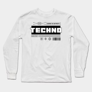 TECHNO  -  Born In Detroit (black) Long Sleeve T-Shirt
